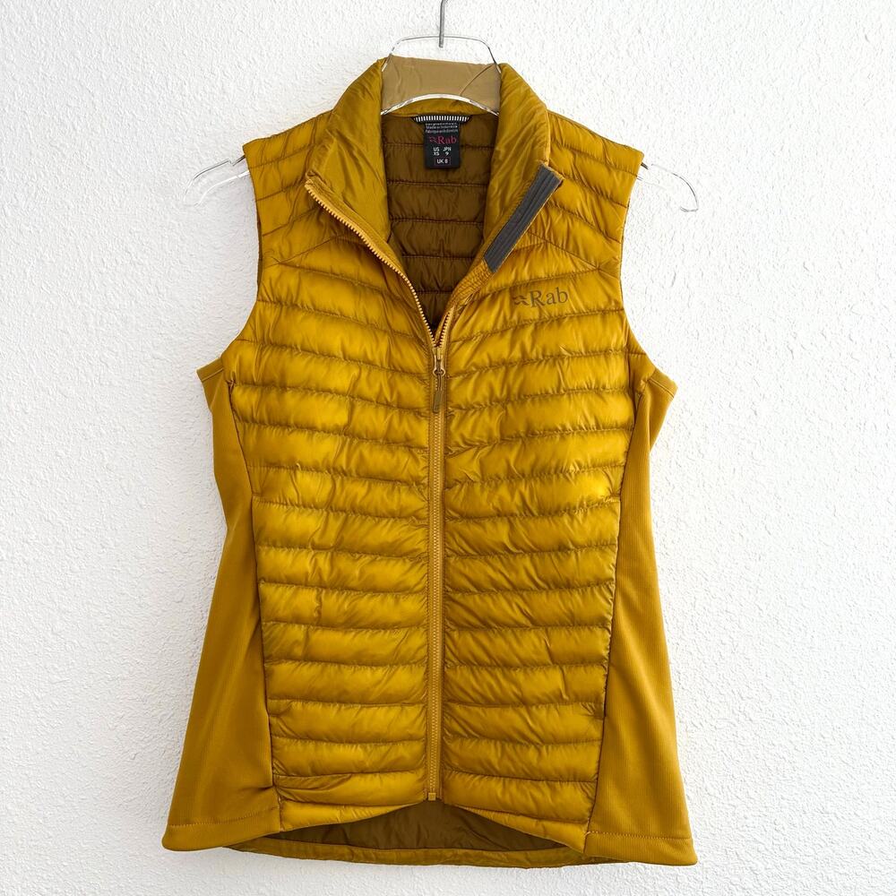 Rab Cirrus Flex 2.0 Vest Women XS Yellow Gold Down Quilted Primaloft Outdoor